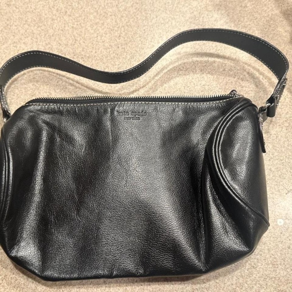 Vintage Black Leather Kate Spade Shoulder Bag